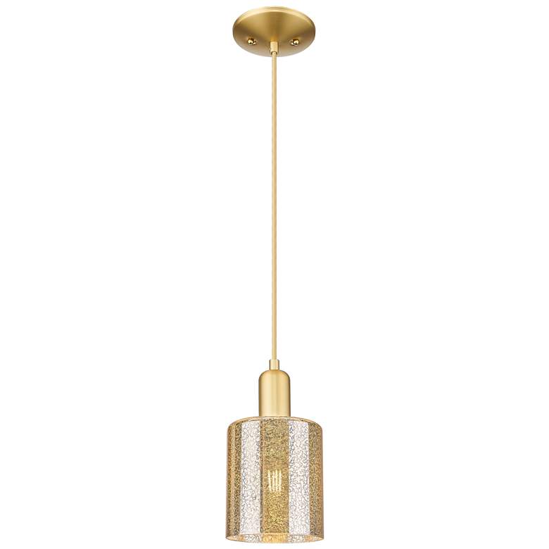Image 1 Arcadia Cobbleskill 5"W Gold Cord Hung Mini Pendant w/ Mercury Shade