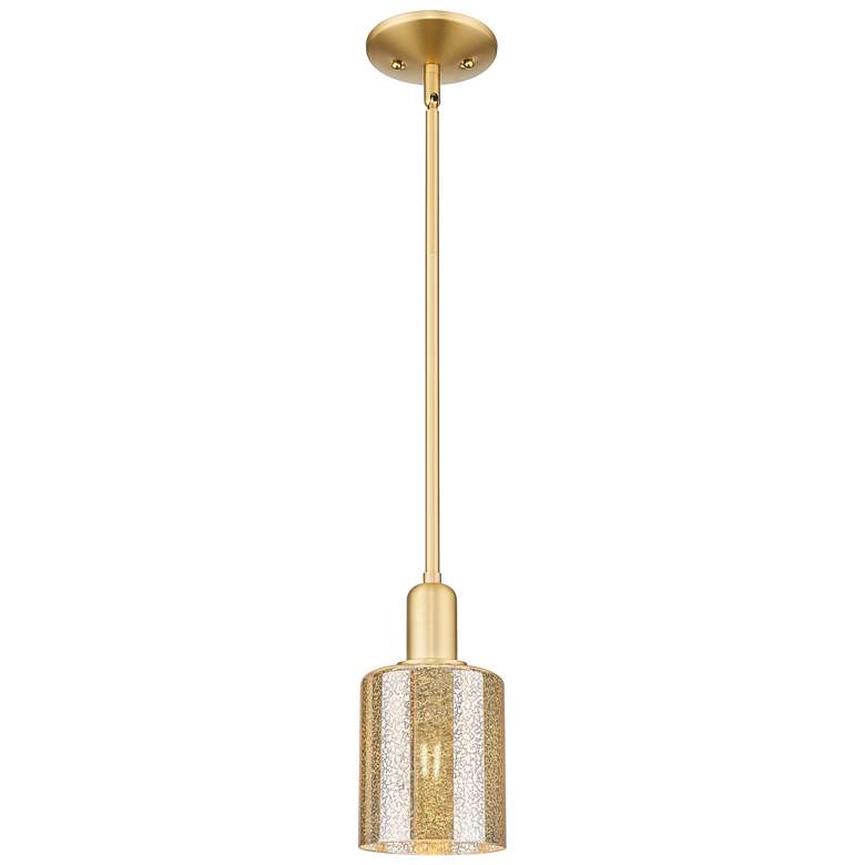 Image 1 Arcadia Cobbleskill 5"W Gold Stem Hung Mini Pendant w/ Mercury Shade