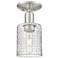 Arcadia Cobbleskill 5"W Nickel Semi-Flush w/ Clear Basketweave Shade