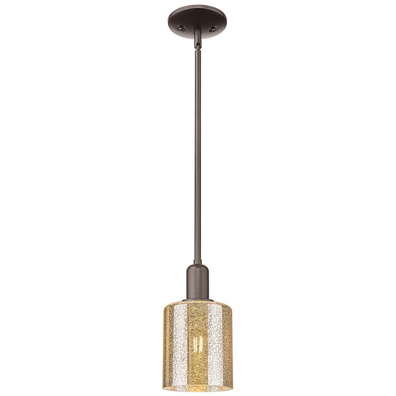 Image 1 Arcadia Cobbleskill 5"W Oiled Bronze Stem Pendant w/ Mercury Shade