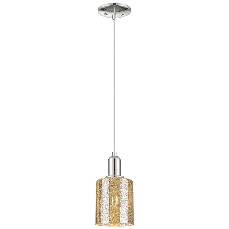 Image 1 Arcadia Cobbleskill 5"W Polished Nickel Cord Pendant w/ Mercury Shade