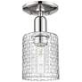 Arcadia Cobbleskill 5"W Polished Nickel Semi-Flush w/ Basketweave Shade
