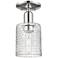 Arcadia Cobbleskill 5"W Polished Nickel Semi-Flush w/ Basketweave Shade