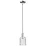 1_Arcadia Cobbleskill 5"W Polished Nickel Stem Pendant w/ Basketweave Shade