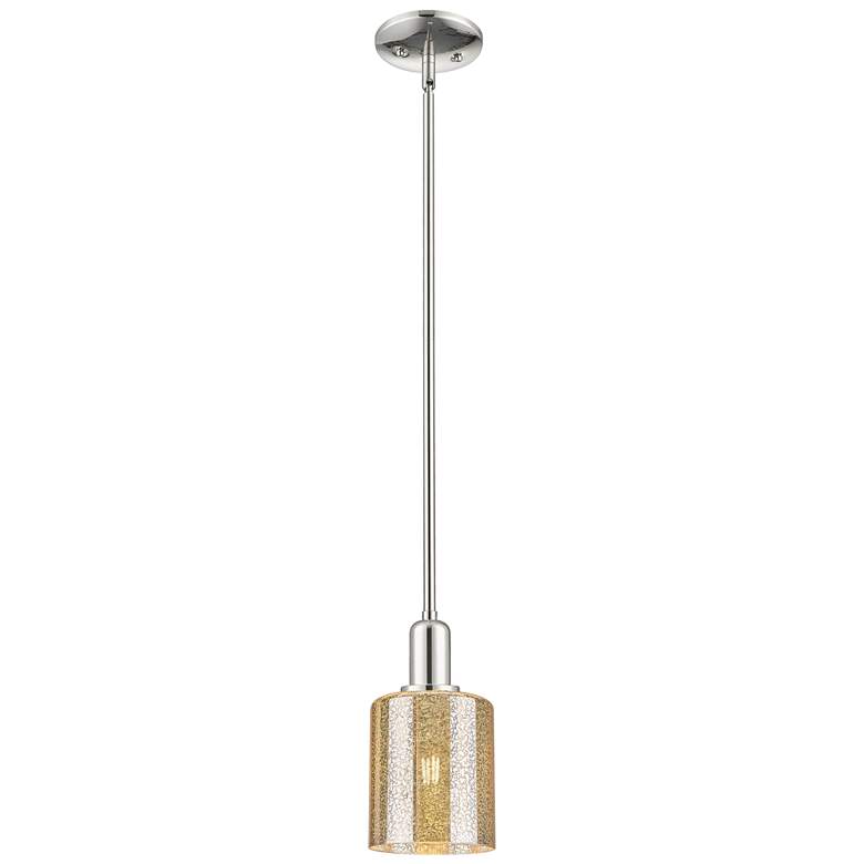 Image 1 Arcadia Cobbleskill 5"W Polished Nickel Stem Pendant w/ Mercury Shade