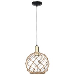 Arcadia Farmhouse 10"W Black Brass Cord Pendant w/ Clear Brown Shade