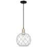 1_Arcadia Farmhouse 10"W Black Brass Cord Pendant w/ Clear White Shade