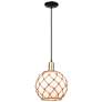 1_Arcadia Farmhouse 10"W Black Brass Cord Pendant w/ White Brown Shade