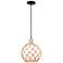 Arcadia Farmhouse 10"W Black Brass Cord Pendant w/ White Brown Shade