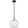 Arcadia Farmhouse 10"W Black Brass Stem Pendant w/ Clear White Shade