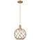 Arcadia Farmhouse 10"W Brushed Brass Cord Pendant w/ Clear Brown Shade