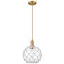 1_Arcadia Farmhouse 10"W Brushed Brass Cord Pendant w/ Clear White Shade