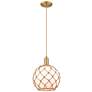 1_Arcadia Farmhouse 10"W Brushed Brass Cord Pendant w/ White Brown Shade