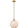 Arcadia Farmhouse 10"W Brushed Brass Stem Pendant w/ White Brown Shade