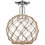Arcadia Farmhouse 10"W Chrome Semi.Flush Mount w/ Clear Brown Shade