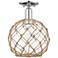 Arcadia Farmhouse 10"W Chrome Semi.Flush Mount w/ Clear Brown Shade