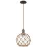 Arcadia Farmhouse 10"W Oiled Bronze Cord Pendant w/ Clear Brown Shade