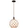 Arcadia Farmhouse 10"W Oiled Bronze Cord Pendant w/ White Brown Shade