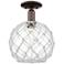 Arcadia Farmhouse 10"W Oiled Bronze Semi-Flush w/ Clear White Shade