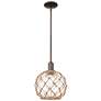 Arcadia Farmhouse 10"W Oiled Bronze Stem Pendant w/ Clear Brown Shade