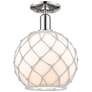 Arcadia Farmhouse 10"W Polished Nickel Semi.Flush Mount w/ White Shade