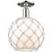 Arcadia Farmhouse 10"W Polished Nickel Semi.Flush Mount w/ White Shade