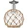 Arcadia Farmhouse 10"W Polished Nickel Semi-Flush w/ Clear Brown Shade