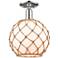 Arcadia Farmhouse 10"W Polished Nickel Semi-Flush w/ White Brown Shade