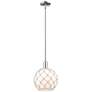 1_Arcadia Farmhouse 10"W Polished Nickel Stem Pendant w/ White Brown Shade