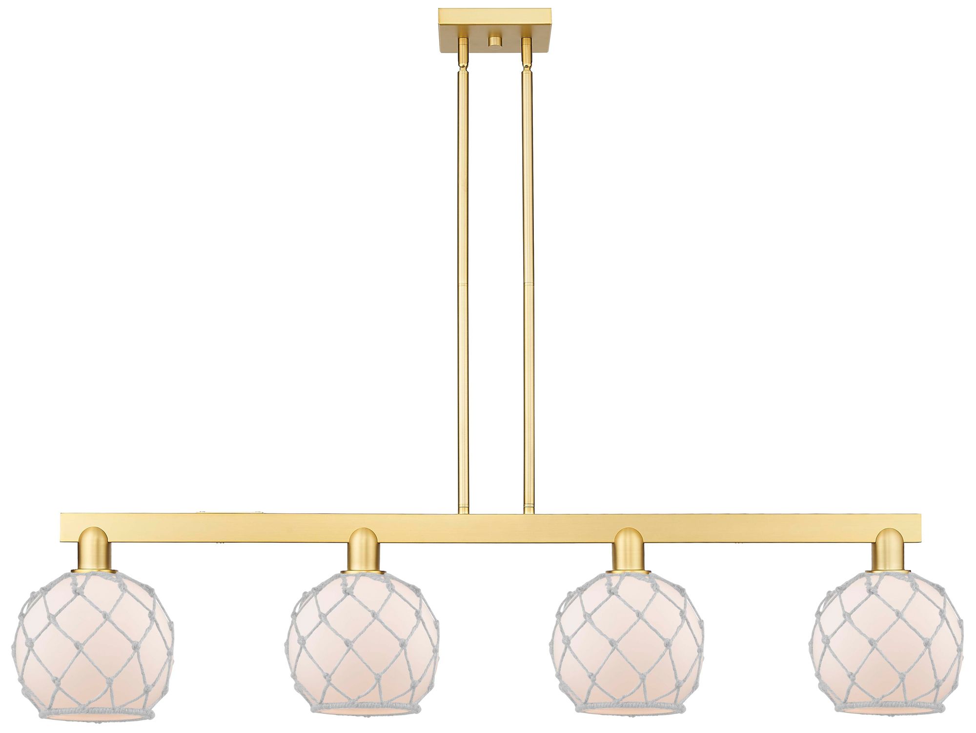 Arcadia Farmhouse 51"W 4 Light Gold Stem Island Light w/ White Shade