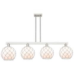 Arcadia Farmhouse 53"W 4 Light Nickel Stem Island Light w/ White Shade