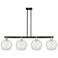 Arcadia Farmhouse 53"W 4-Lt Black Brass Stem Island w/ Clear White Shade
