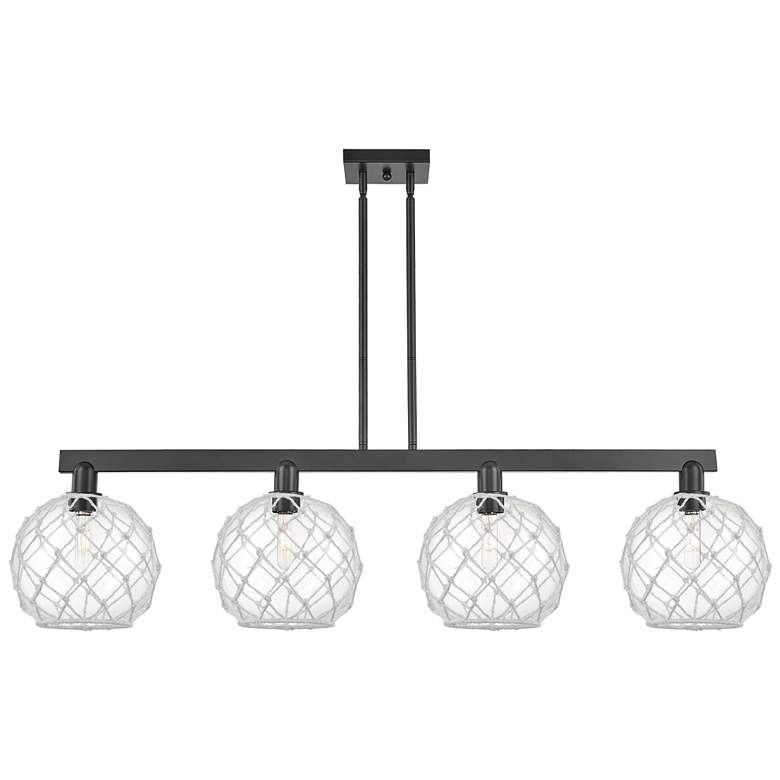 Image 1 Arcadia Farmhouse 53"W 4-Lt Black Stem Island Light w/ Clear White Shade