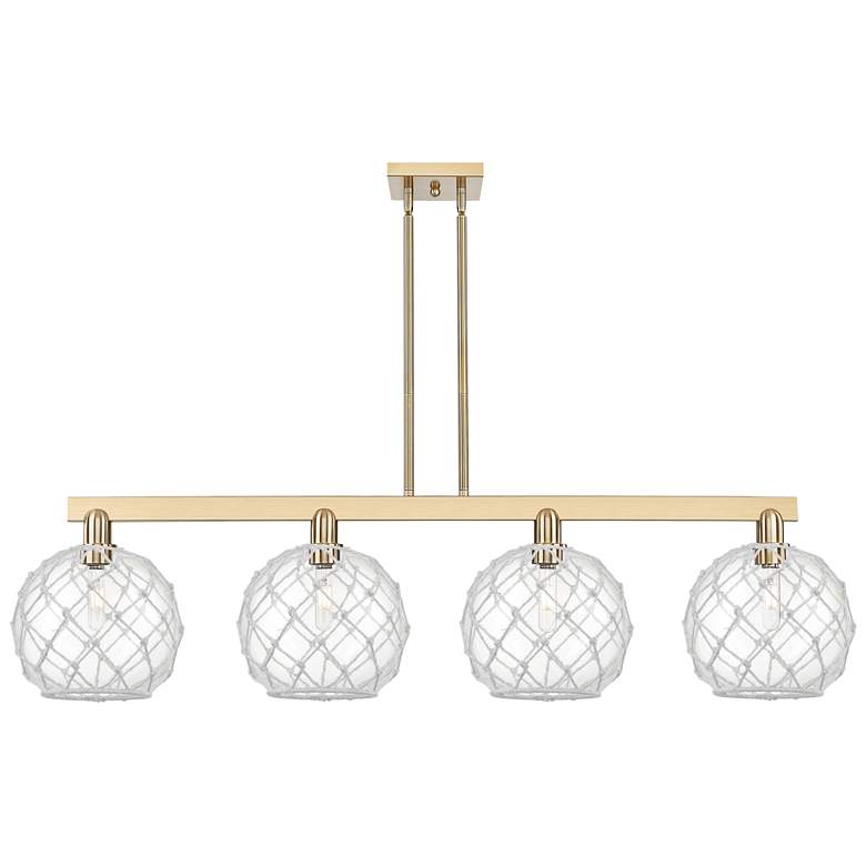 Image 1 Arcadia Farmhouse 53"W 4-Lt Bronze Stem Island Light w/ Clear White Shade
