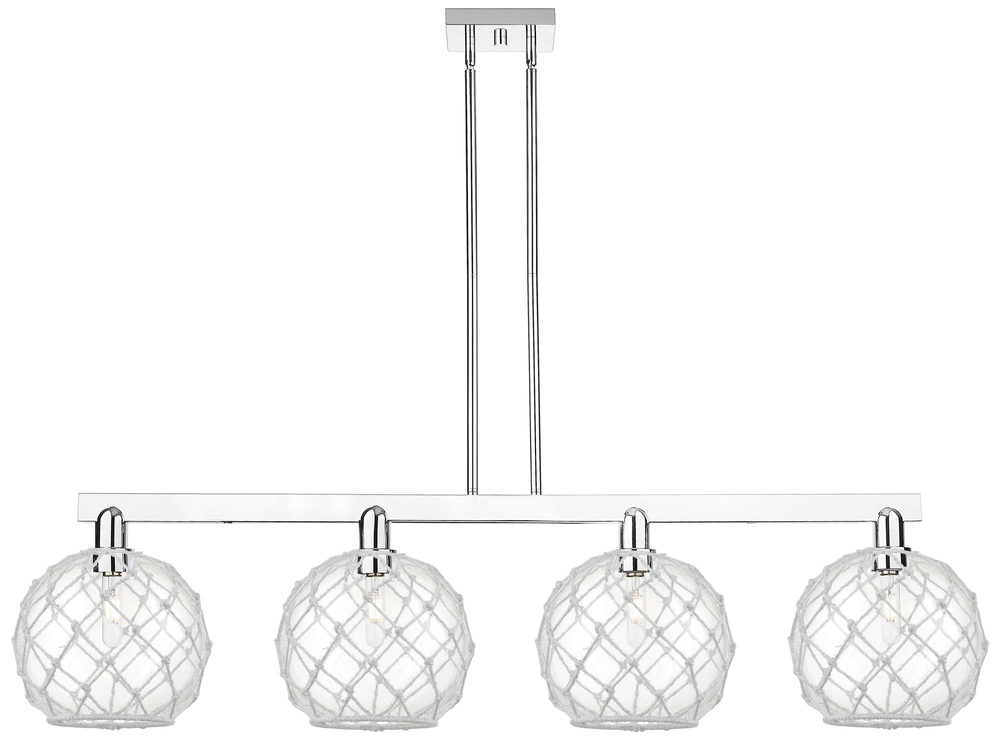Arcadia Farmhouse 53"W 4-Lt Chrome Stem Island Light w/ Clear White Shade
