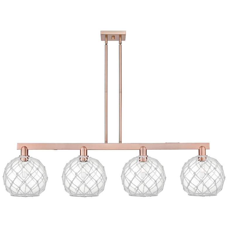 Image 1 Arcadia Farmhouse 53"W 4-Lt Copper Stem Island Light w/ Clear White Shade