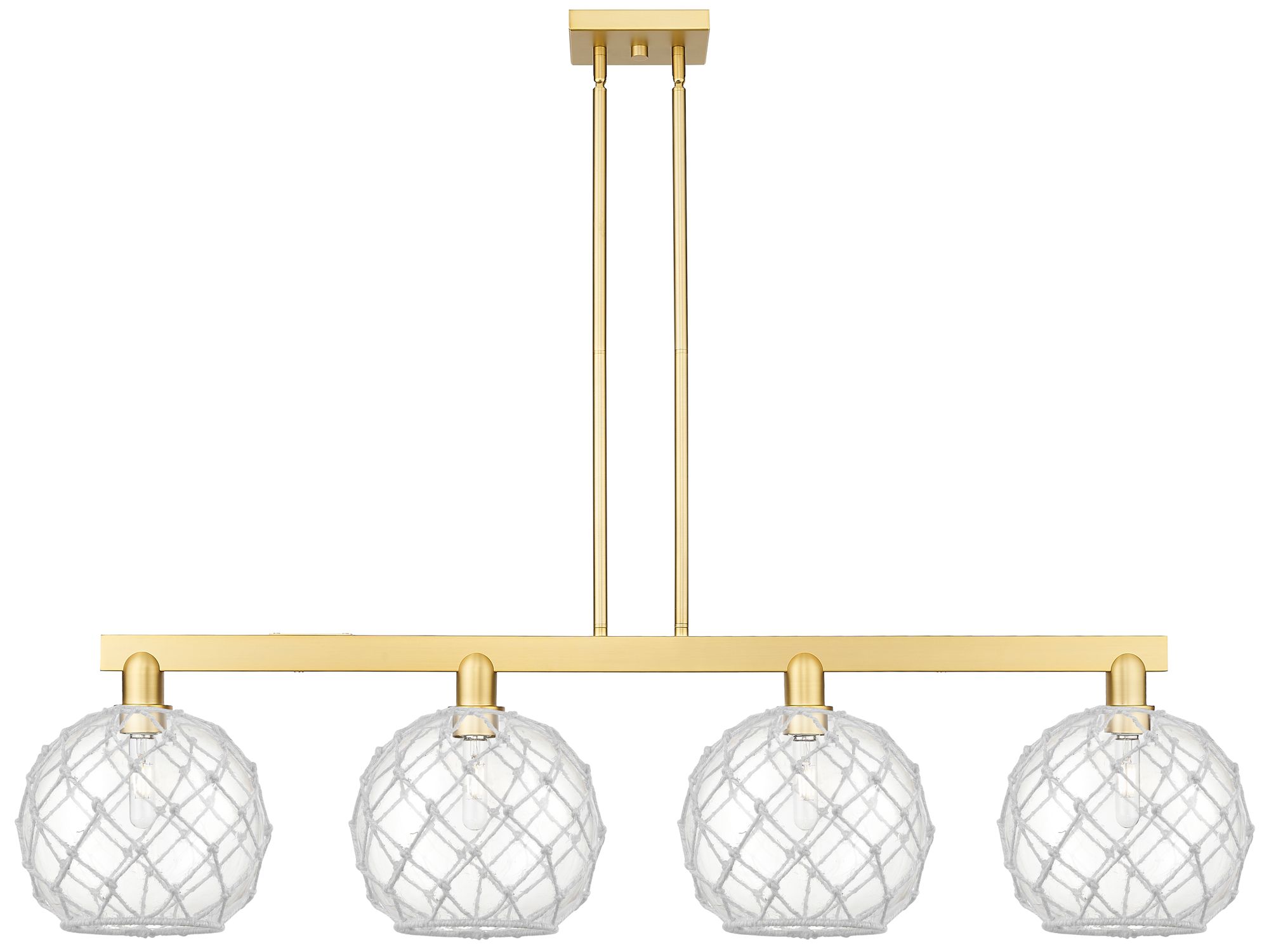 Arcadia Farmhouse 53"W 4-Lt Gold Stem Island Light w/ Clear White Shade