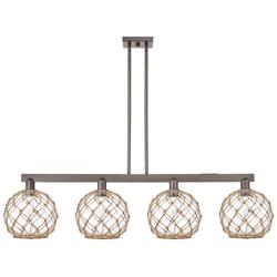 Arcadia Farmhouse 53"W 4-Lt Oil Bronze Stem Island w/ Clear Brown Shade