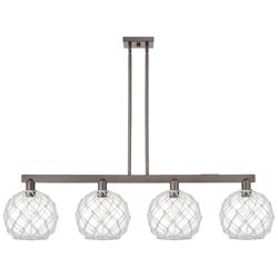 Arcadia Farmhouse 53"W 4-Lt Oil Bronze Stem Island w/ Clear White Shade