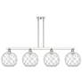 Arcadia Farmhouse 53"W 4-Lt Polish Nickel Stem Island w/ Clear White Shade