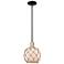 Arcadia Farmhouse 8"W Black Brass Stem Pendant w/ White Brown Shade