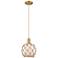 Arcadia Farmhouse 8"W Brushed Brass Cord Pendant w/ White Brown Shade
