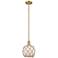 Arcadia Farmhouse 8"W Brushed Brass Stem Pendant w/ White Brown Shade