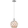 Arcadia Farmhouse 8"W Polished Nickel Cord Pendant w/ White Brown Shade