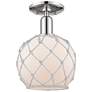 Arcadia Farmhouse 8"W Polished Nickel Semi.Flush Mount w/ White Shade
