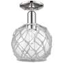 Arcadia Farmhouse 8"W Polished Nickel Semi-Flush w/ Clear White Shade