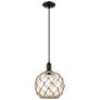1_Arcadia Farmhouse Rope 10"W Black Cord Pendant w/ Clear Brown Shade