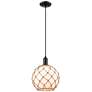 1_Arcadia Farmhouse Rope 10"W Black Cord Pendant w/ White Brown Shade