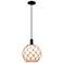 Arcadia Farmhouse Rope 10"W Black Cord Pendant w/ White Brown Shade