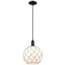 1_Arcadia Farmhouse Rope 10"W Black Cord Pendant w/ White Glass Shade